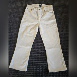 J. Crew High-Rise Crop Flare White Jeans